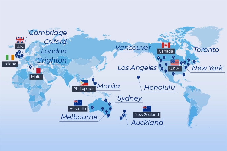 9ヵ国17都市にあるJTBグローバルアシスタンスの現地オフィス