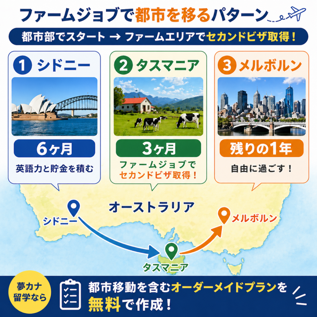 オーストラリア　ワーホリ　都市移動