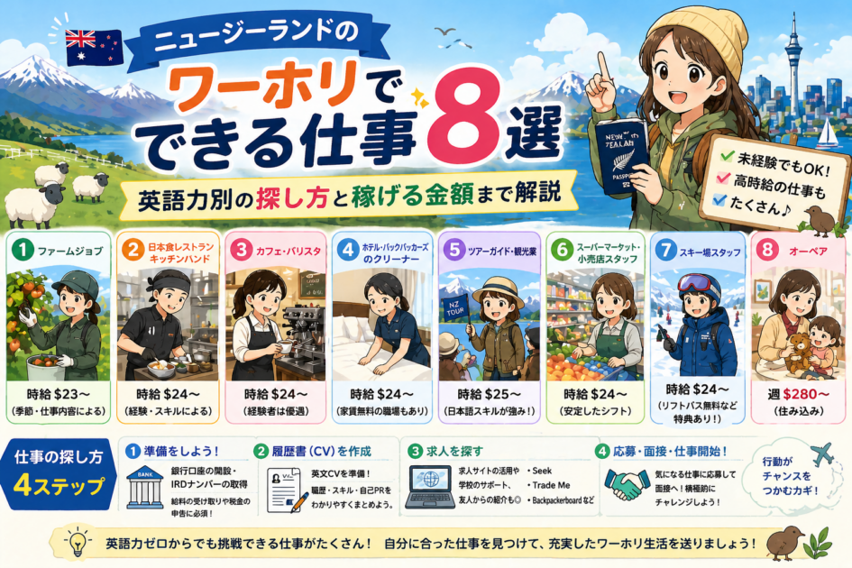 ニュージーランドのワーホリ仕事8選|探し方・期間・見つからない時の対処法まとめ
