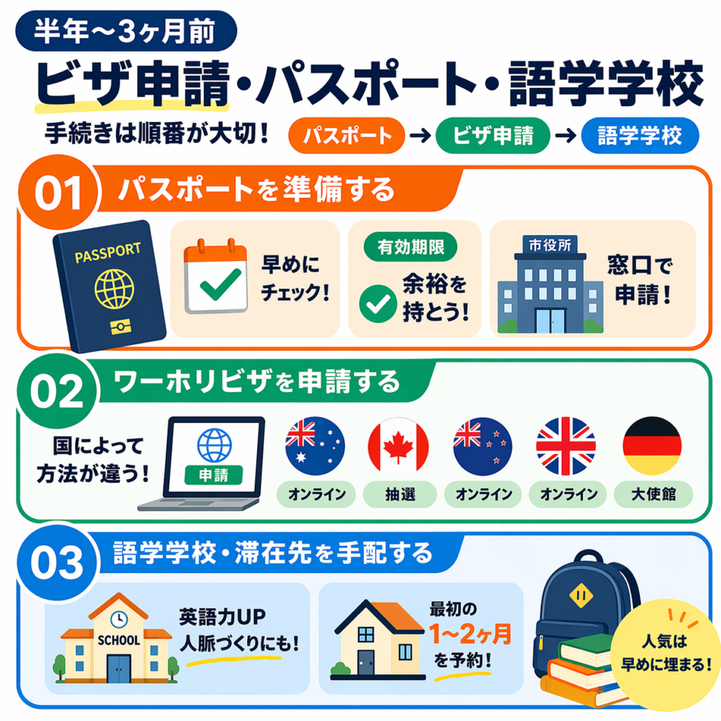 半年〜3ヶ月前のワーホリ準備