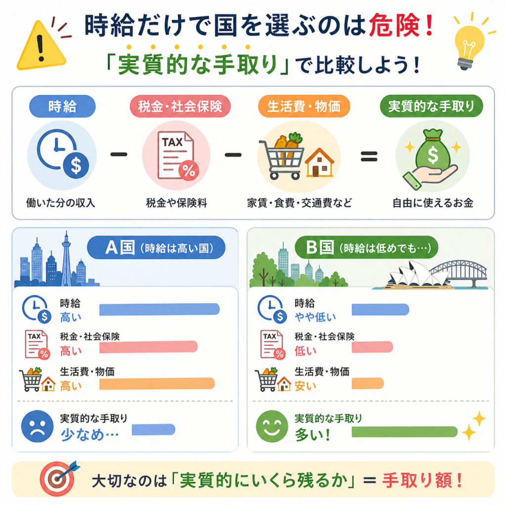 ワーホリ 稼げる国 国別シミュレーション