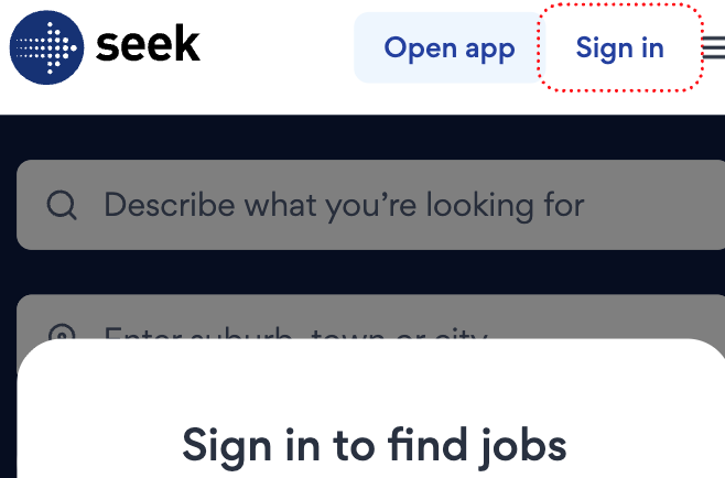 Seek 求人サイトの画面