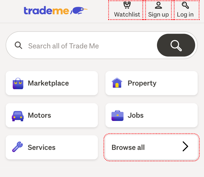 Trade Me 求人サイトの画面