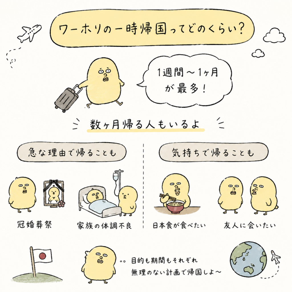 ワーキングホリデー 一時帰国 短期帰国 期間