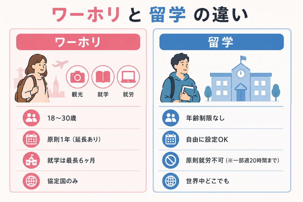 ワーホリと留学の違いとは？費用・英語力・帰国後キャリアを徹底比較【体験談あり】
