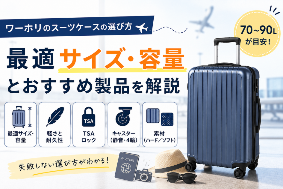 ワーホリのスーツケースの選び方|最適サイズ・容量とおすすめ製品を解説