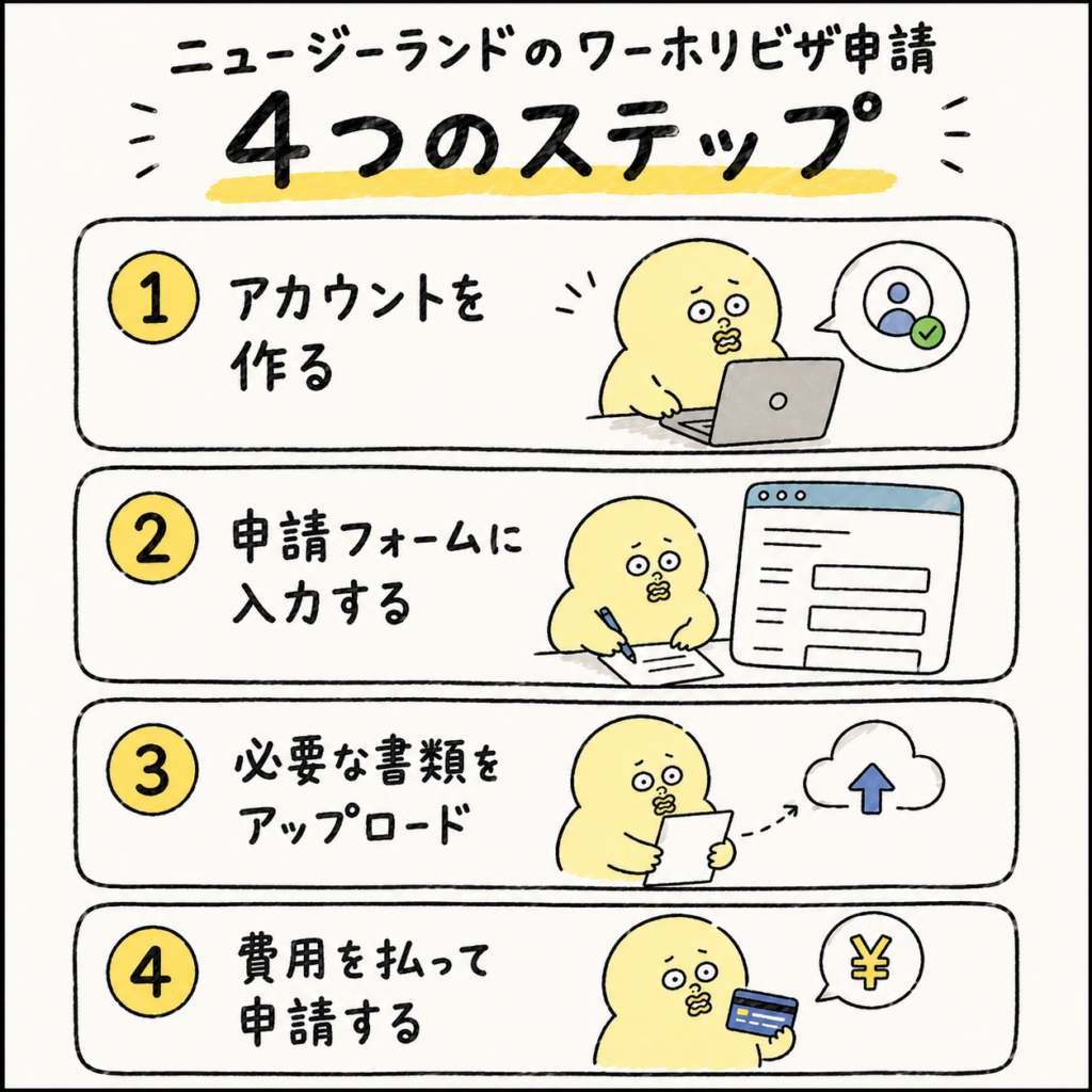 ニュージランド ワーホリビザ 申請方法