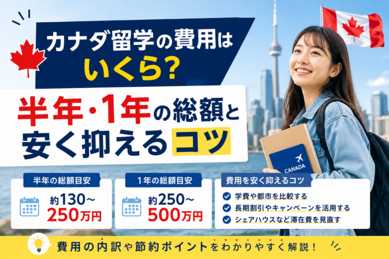 カナダ留学の費用はいくら？半年・1年の総額と安く抑えるコツ