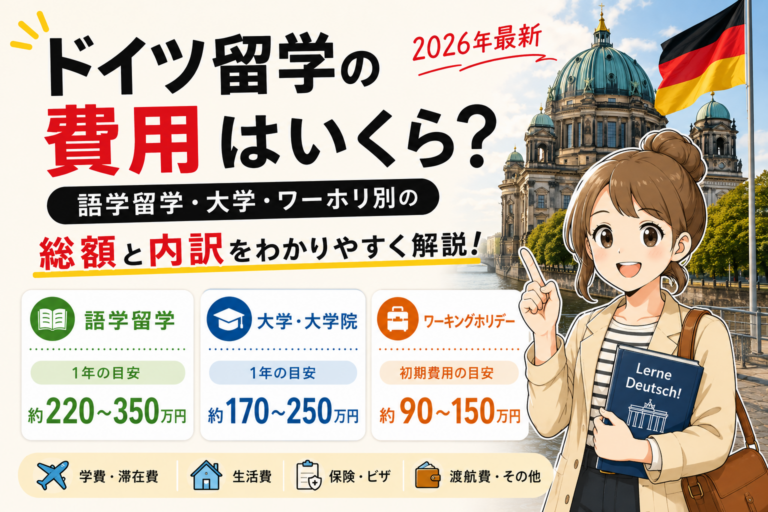 ドイツ留学の費用はいくら？語学留学・大学・ワーホリ別の総額と内訳【2026年最新】