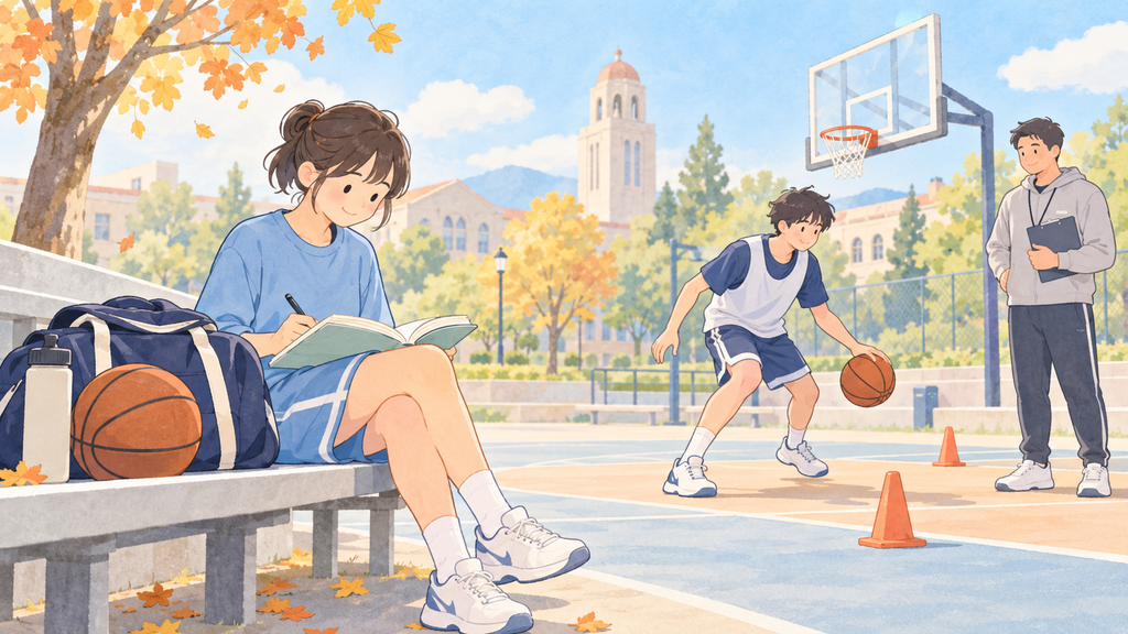 バスケ留学で練習と学業を両立する留学生のイメージ