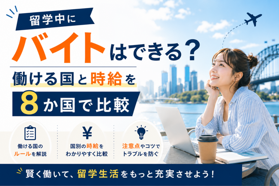留学中にバイトはできる？働ける国と時給を8か国で比較【2026年最新】