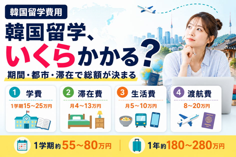 韓国留学の費用は総額いくら？1ヶ月〜1年の目安と内訳