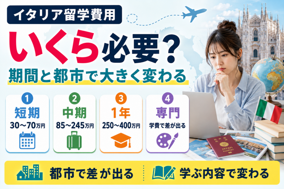 イタリア留学の費用は?1ヶ月・1年の総額と都市別の目安を解説