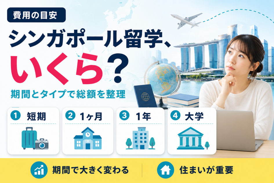 シンガポール留学の費用は?1ヶ月・1年・短期留学の総額と内訳を解説
