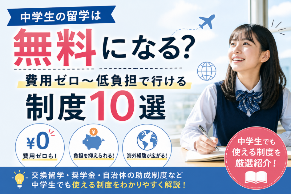 中学生の留学は無料になる?費用ゼロ〜低負担で行ける制度10選