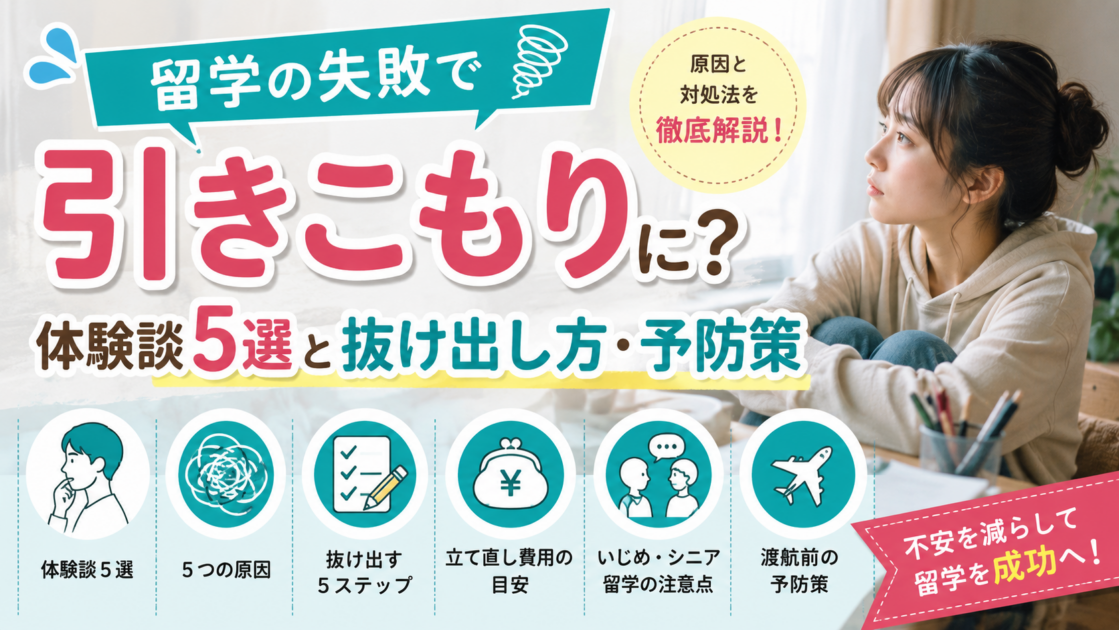 留学の失敗で引きこもりに？体験談5選と抜け出し方・予防策