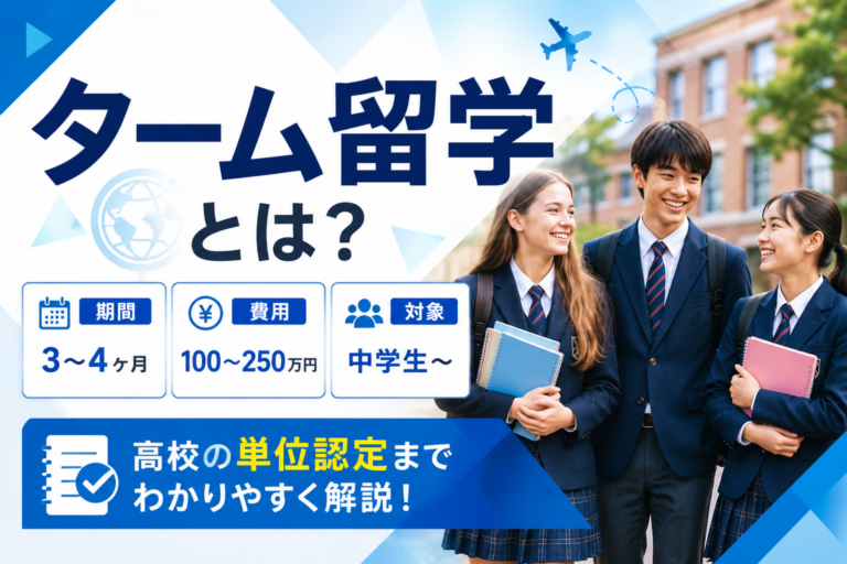 ターム留学とは？高校生・中学生の費用と期間、高校の単位認定を解説