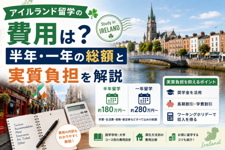 アイルランド留学の費用は？半年・一年の総額と実質負担を解説
