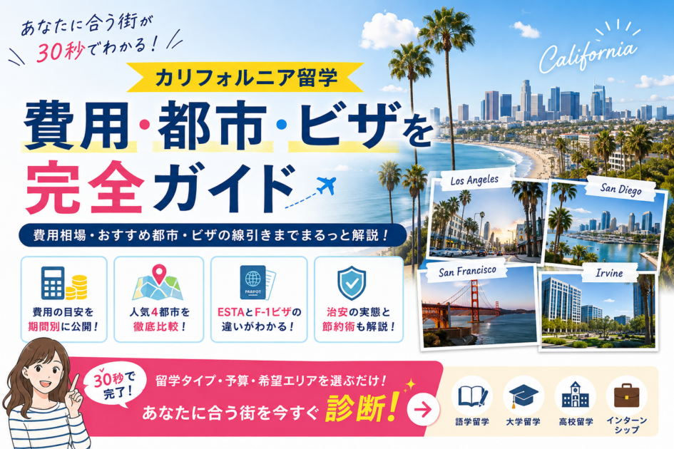 カリフォルニア留学ガイド|費用・おすすめ4都市・ビザを徹底解説