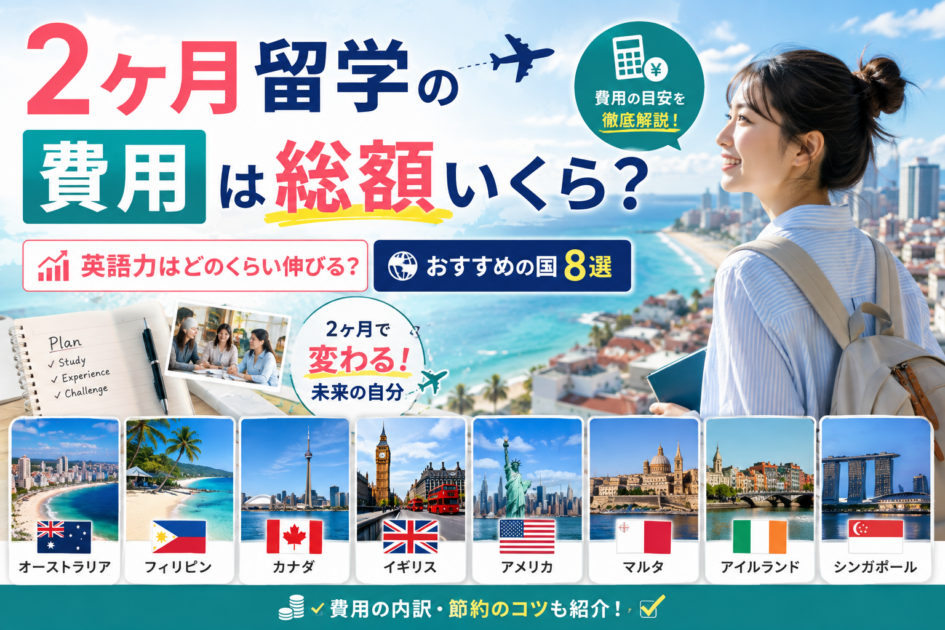 2ヶ月留学の費用は総額いくら？安く抑える方法とおすすめの国8選