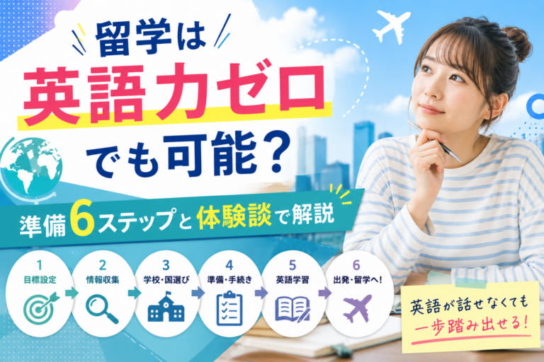 【体験談付】英語力ゼロで留学は可能？準備6ステップと国の選び方