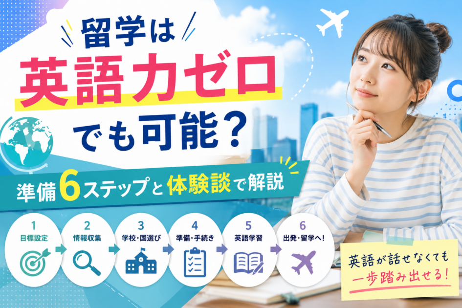 【体験談付】英語力ゼロで留学は可能?準備6ステップと国の選び方