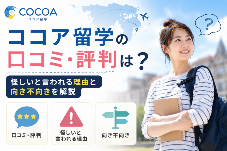 ココア留学の口コミ・評判は?怪しいと言われる理由と向き不向きを解説