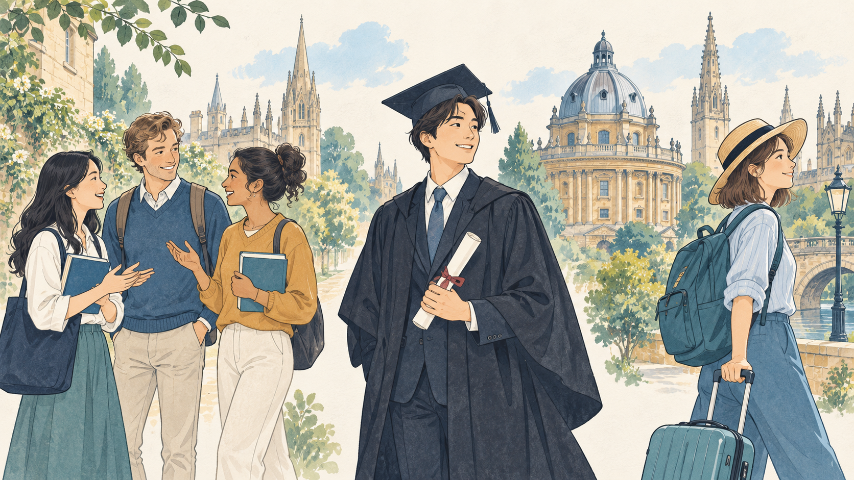 オックスフォード留学の3つの方法をイメージしたイラスト