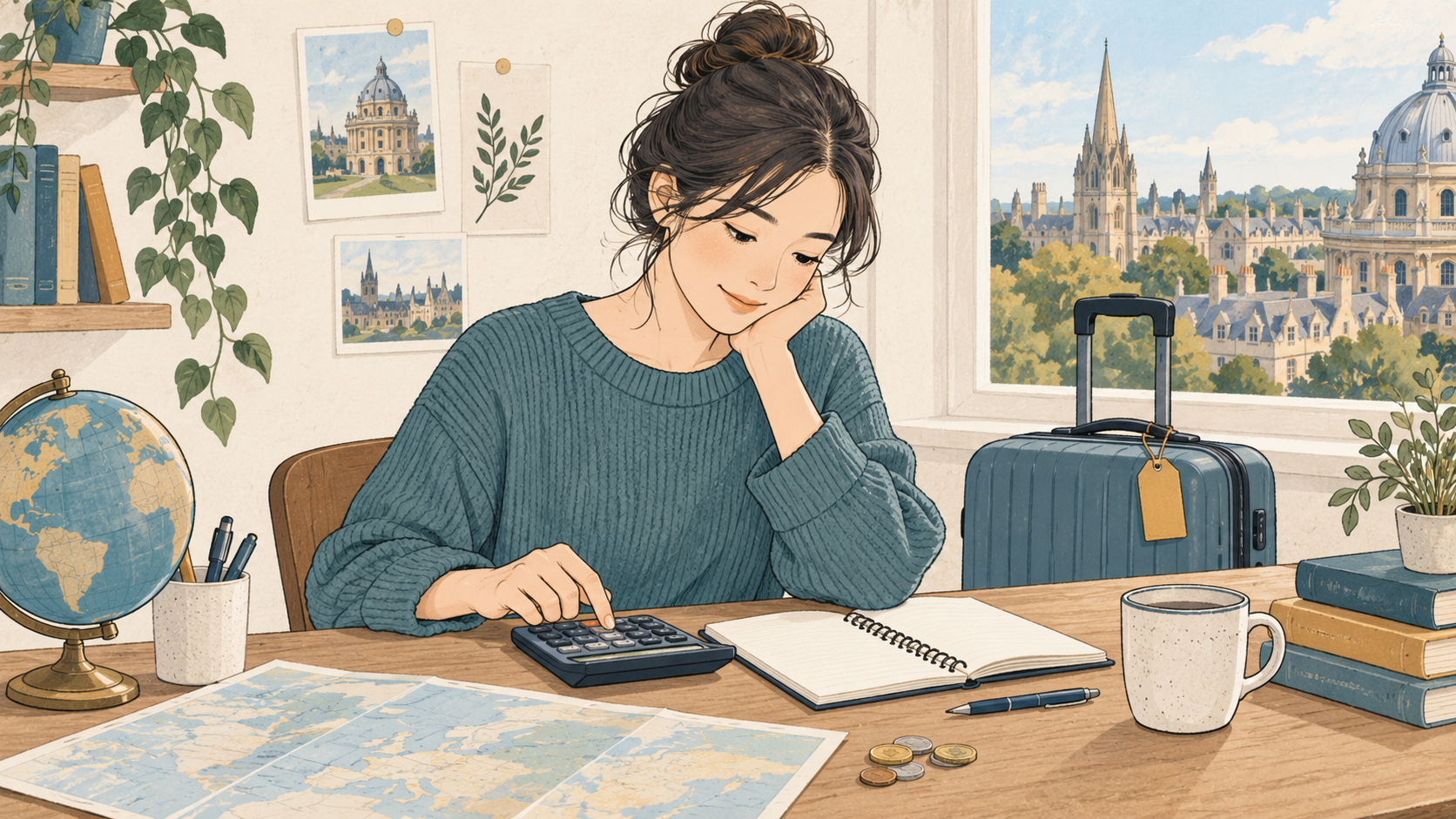 オックスフォード留学の費用をイメージしたイラスト