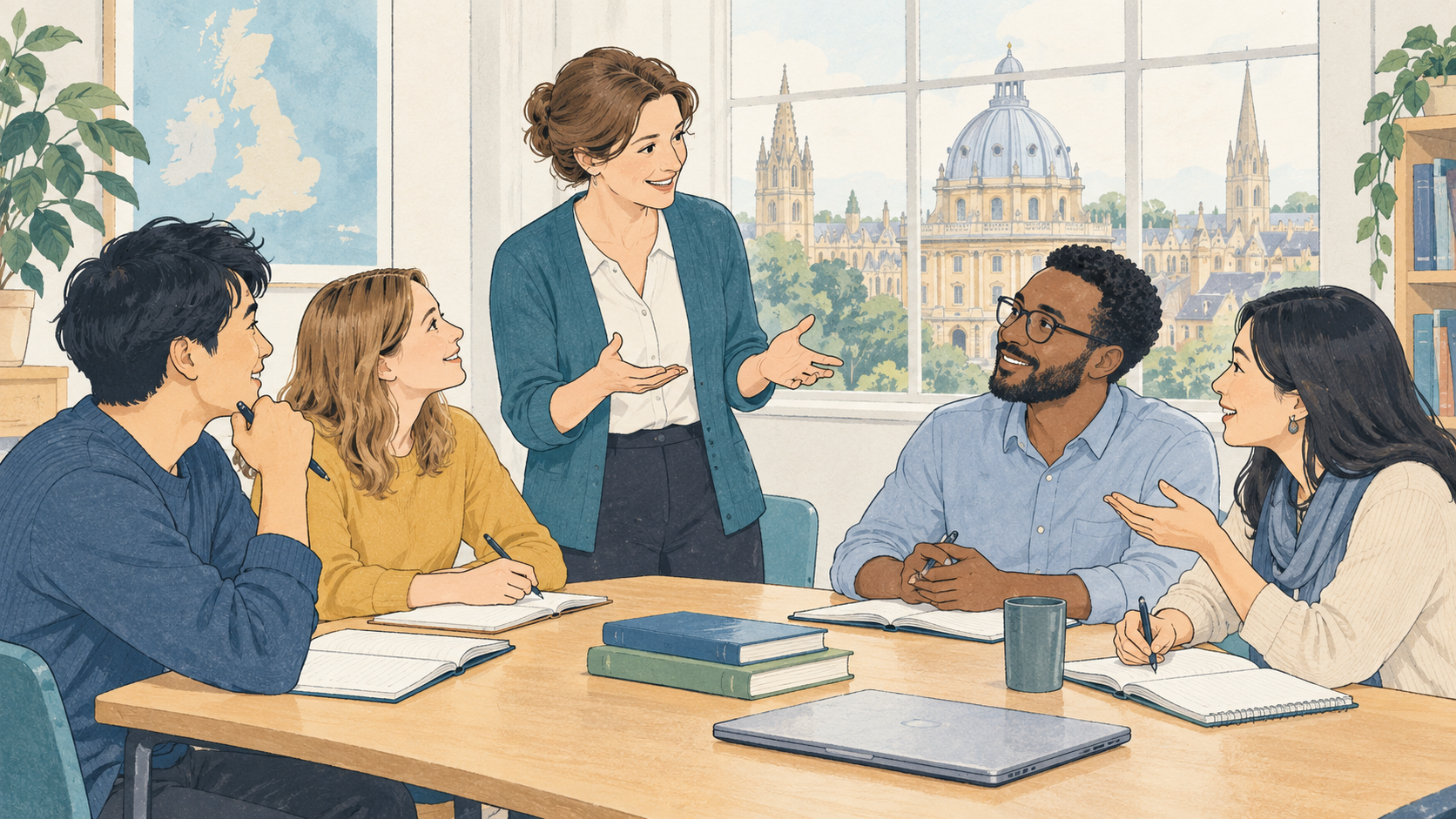 オックスフォードの語学学校5選をイメージしたイラスト