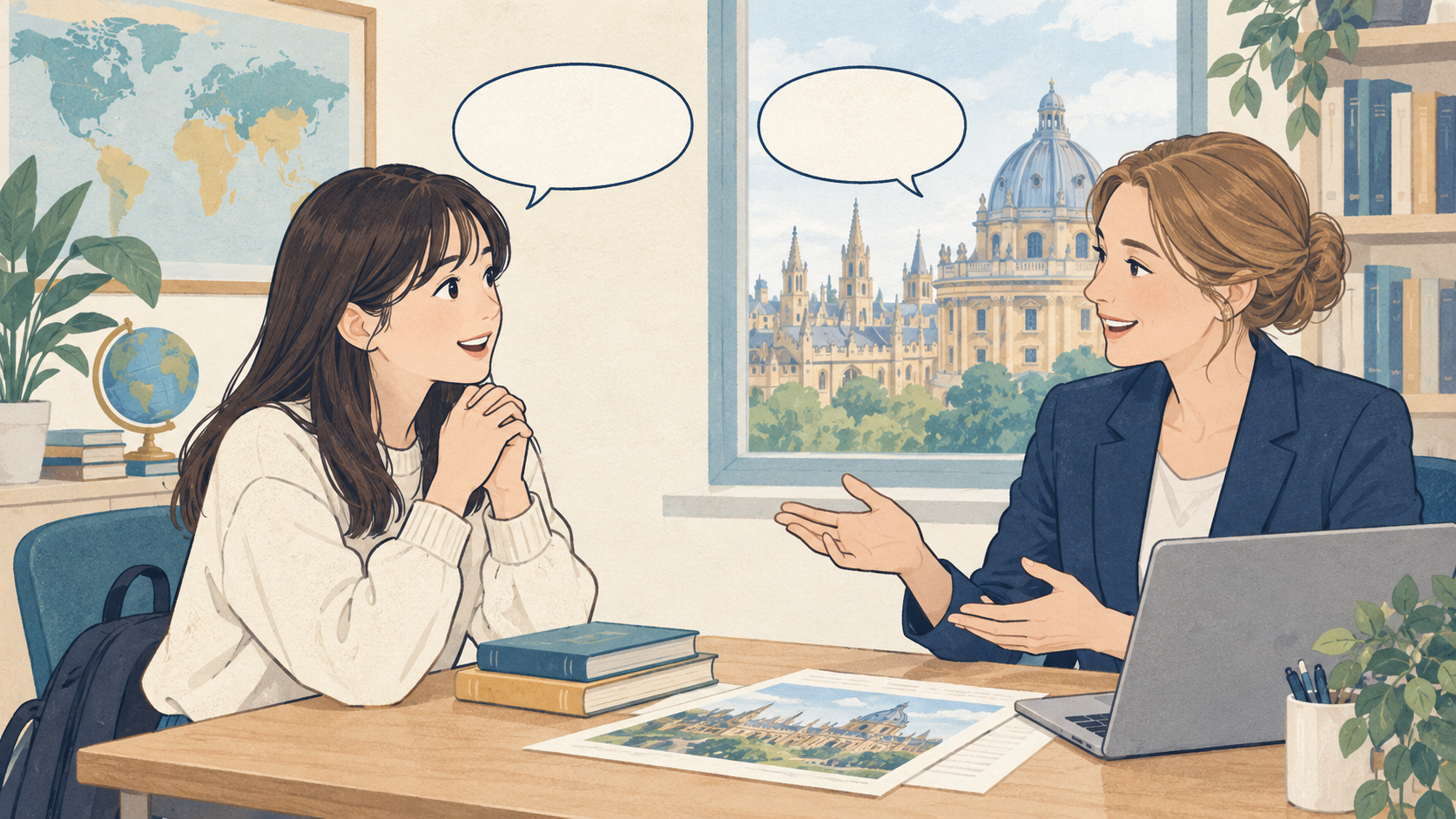 オックスフォード留学のよくある質問をイメージしたイラスト