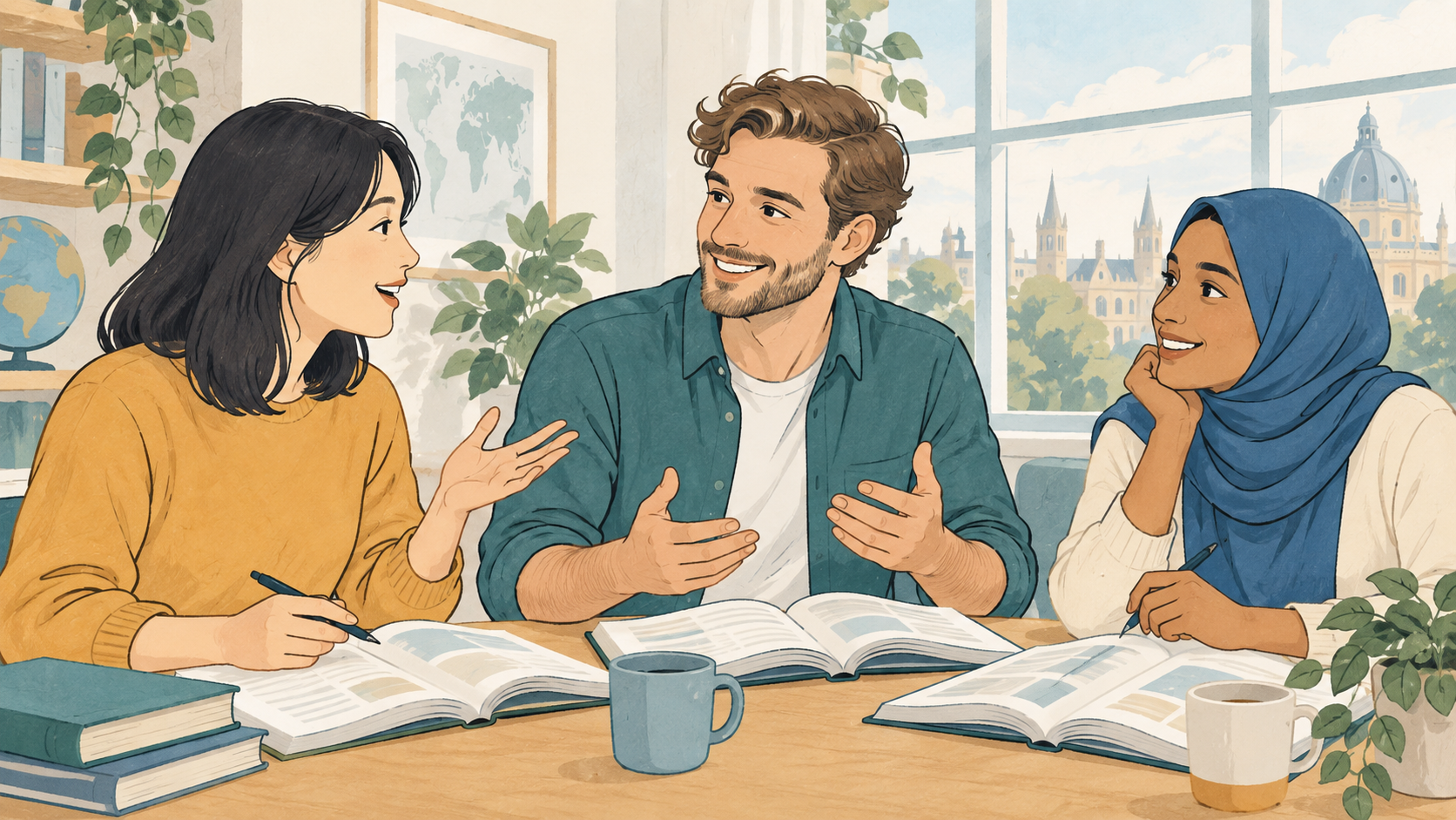 オックスフォード語学留学の特徴をイメージしたイラスト